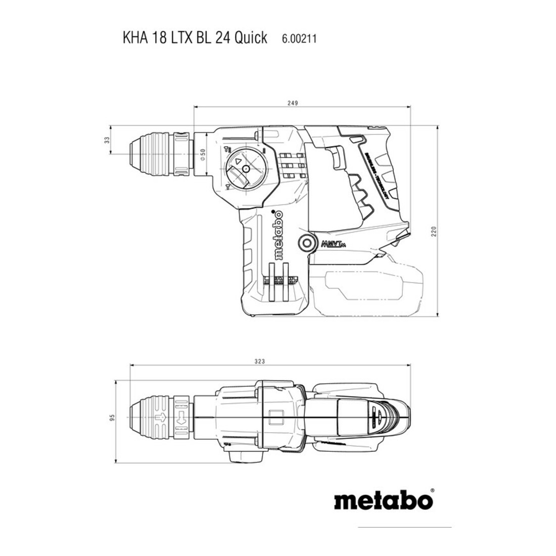 Metabo Akku-Kombihammer KHA 18 LTX BL 24 Quick mit Metabo-Quick-Wechselfutter; metaBOX 165 L