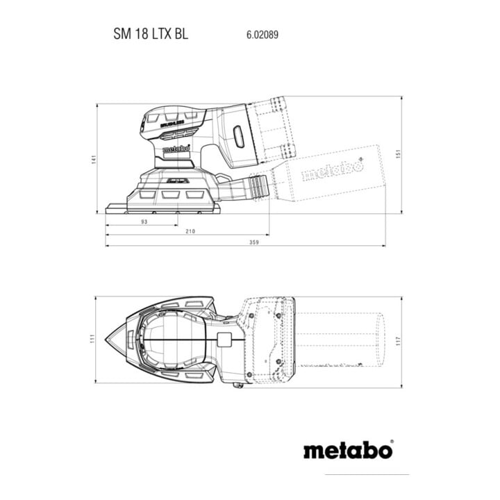 Metabo Akku-Multischleifer SM 18 LTX BL (602089850) mit zwei Schleiftellern, Karton