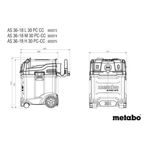 Metabo Akku-Nass-/Trockensauger AS 36-18 L 30 PC-CC (602073850) mit manueller Filterabreinigung und CordlessControl