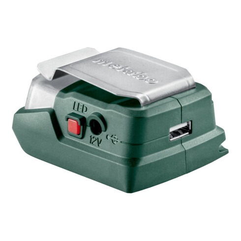 Metabo Akku-Power-Adapter PowerMaxx PA 12 LED-USB 12 V Anschluss + 5 V USB + LED-Licht; Karton