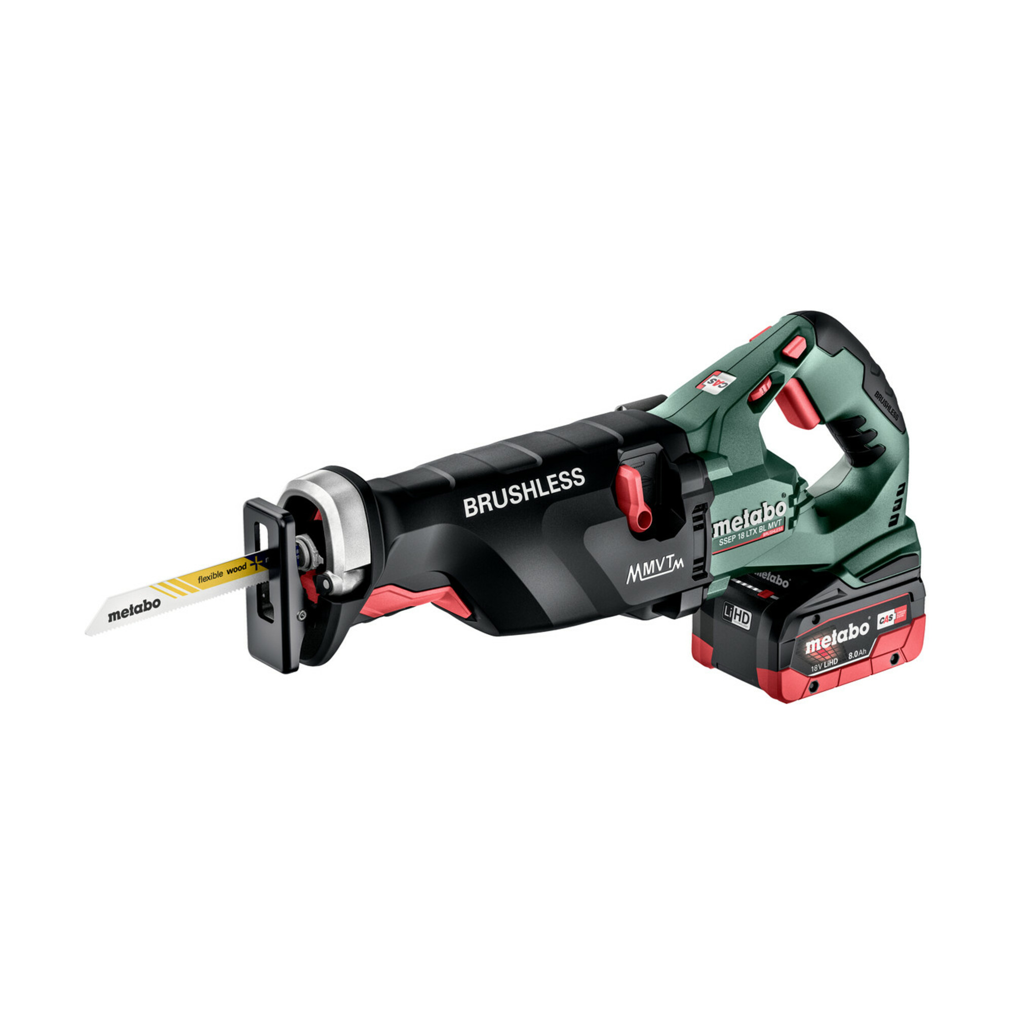 Metabo Akku-Säbelsäge SSEP 18 LTX BL MVT metaBOX 165 L; 18V 2x8Ah LiHD + ASC 145