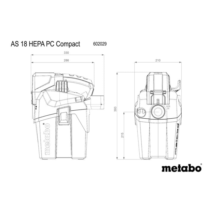 Metabo Akku-Sauger AS 18 HEPA PC Compact mit manueller Filterreinigung und HEPA Filter; Karton