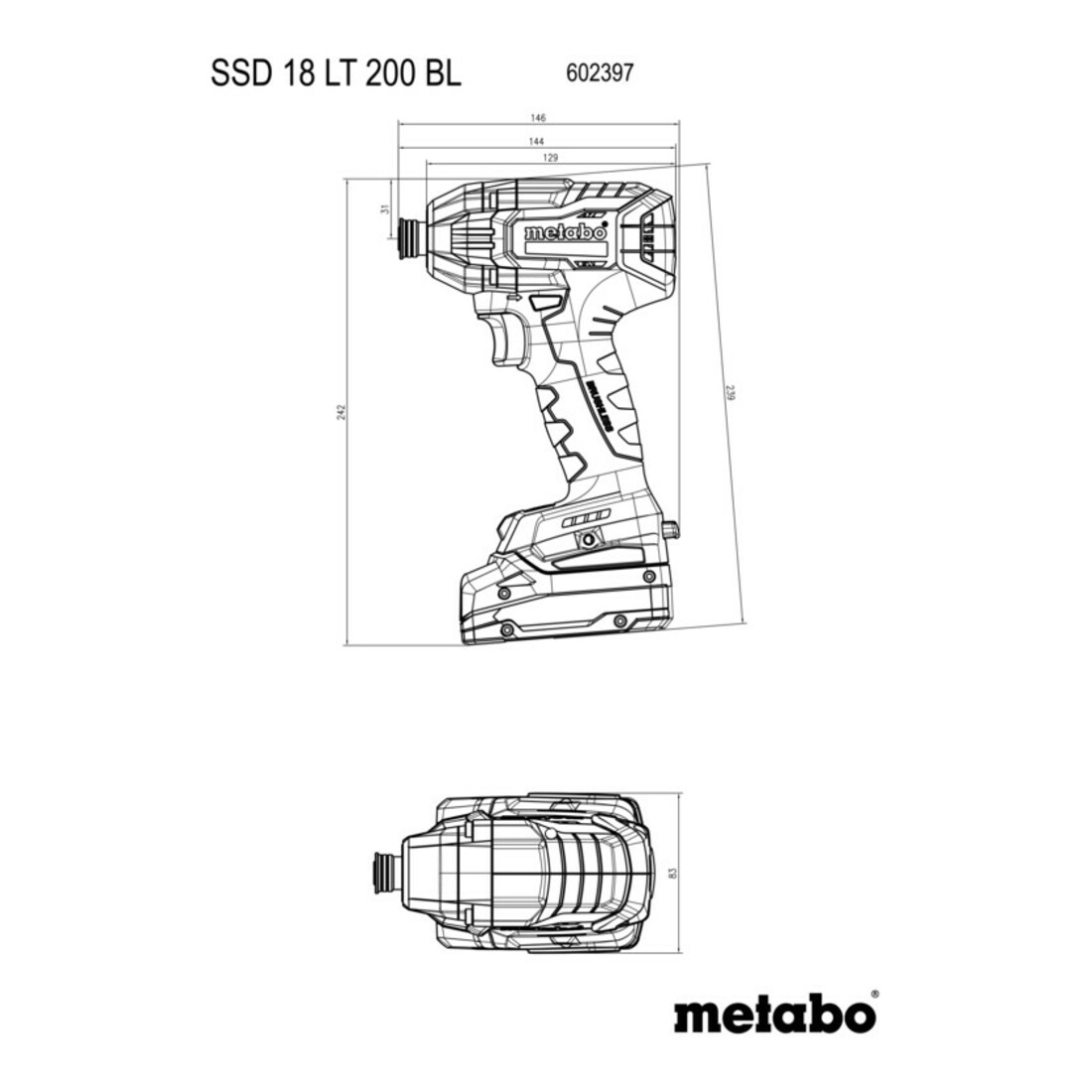 Metabo Akku-Schlagschrauber SSD 18 LT 200 BL Metabox