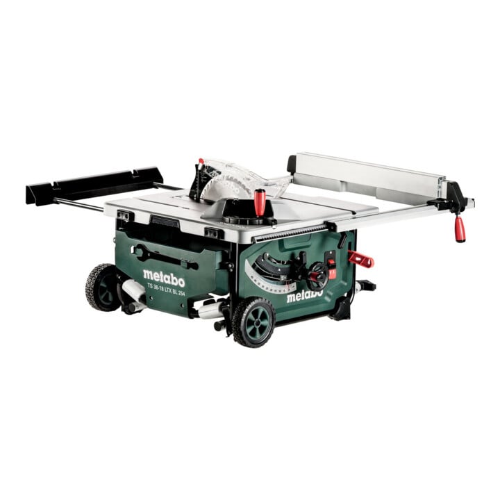 Metabo Akku-Tischkreissäge TS 36-18 LTX BL 254 mit Untergestell und Trolleyfunktion; Karton; 18V 4x8Ah LiHD + ASC 145 Duo