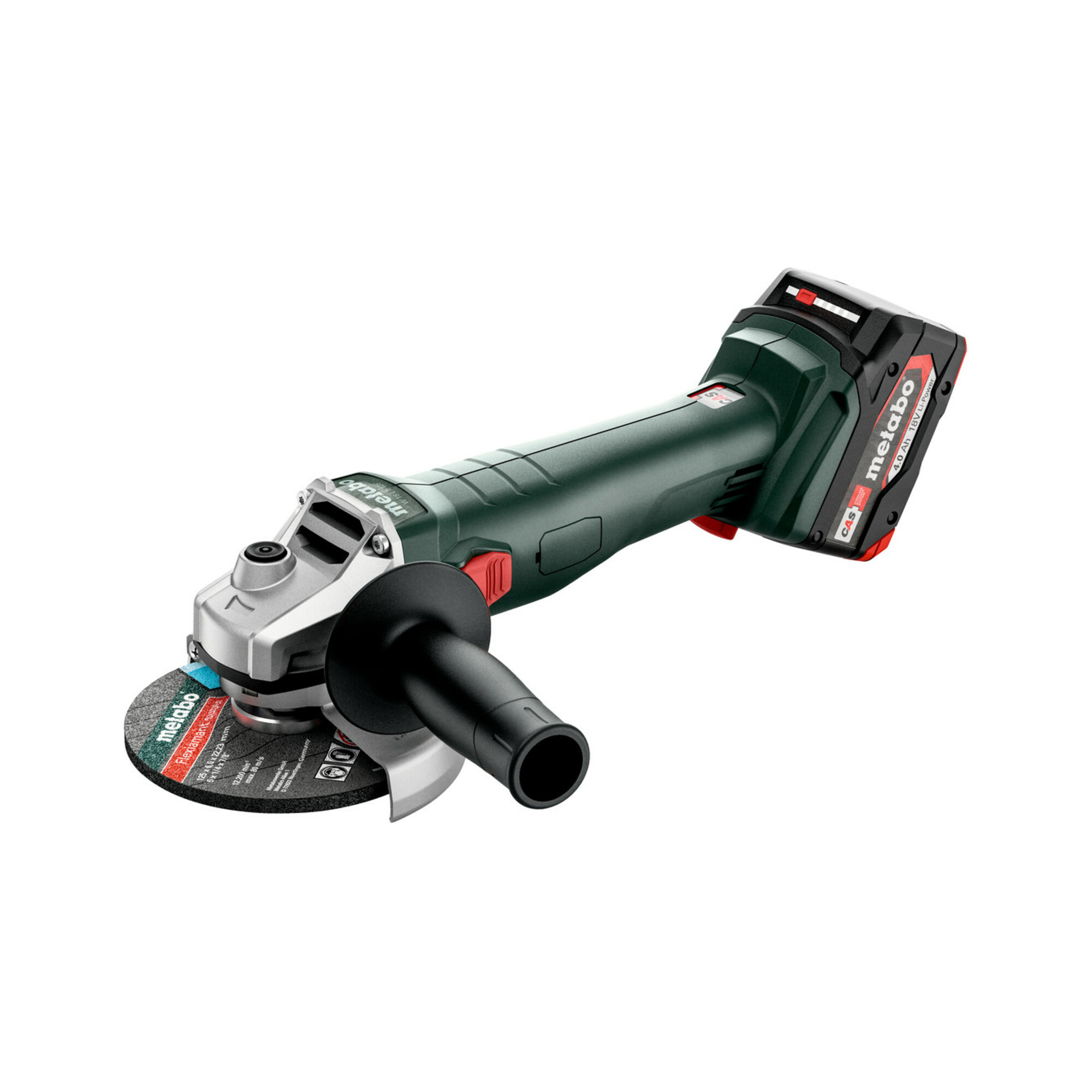 Metabo Akku-Winkelschleifer W 18 L 9-125 metaBOX 165 L; 18V 2x4Ah Li-Power + ASC 55