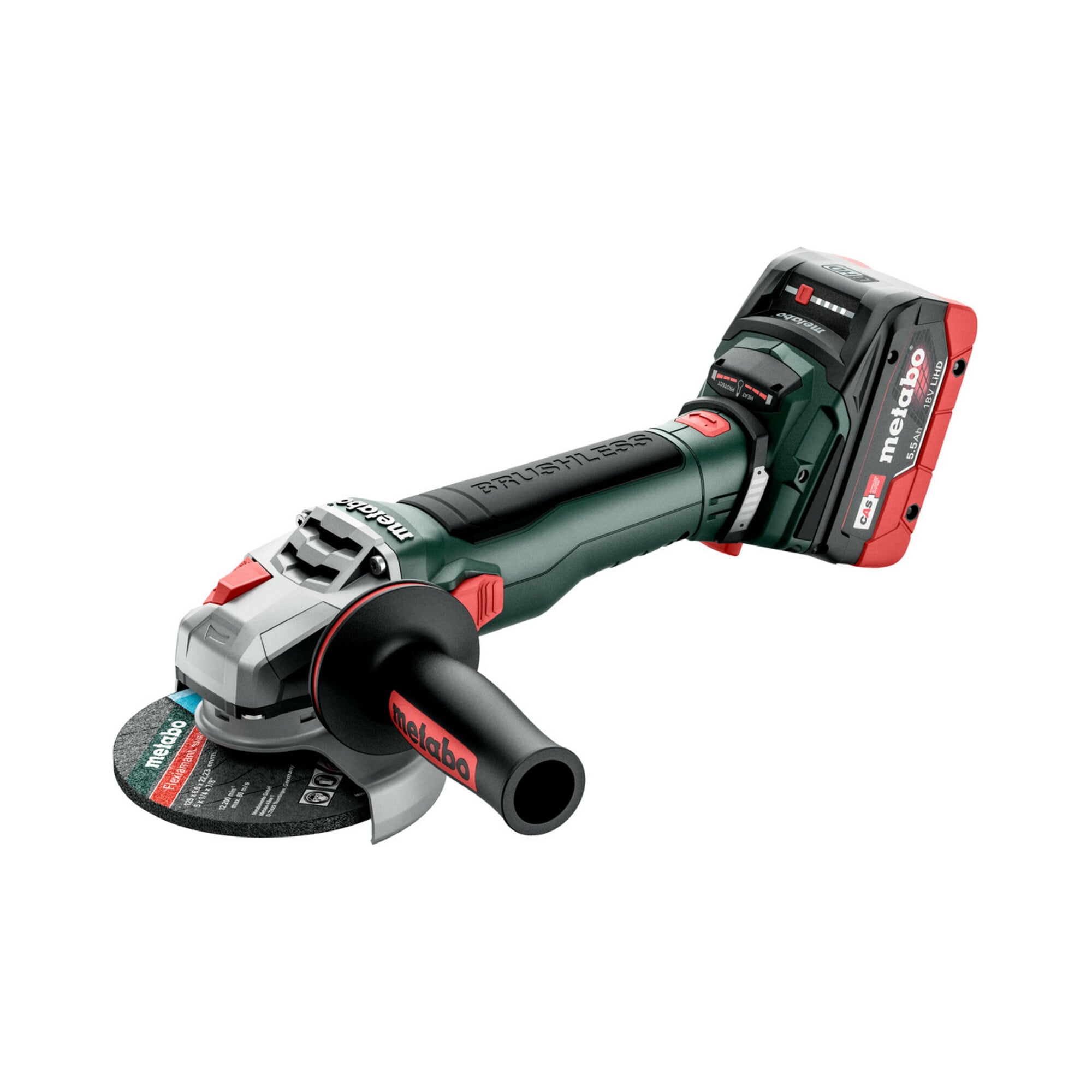 Metabo Akku-Winkelschleifer WB 18 LT BL 11-125 Quick metaBOX 165 L; 18V 2x5.5Ah LiHD + ASC 145