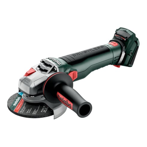 Metabo Akku-Winkelschleifer WB 18 LT BL 11-125 Quick mit Bremse, Schnellspannmutter, drehbarem Akkupack; metaBOX 165 L