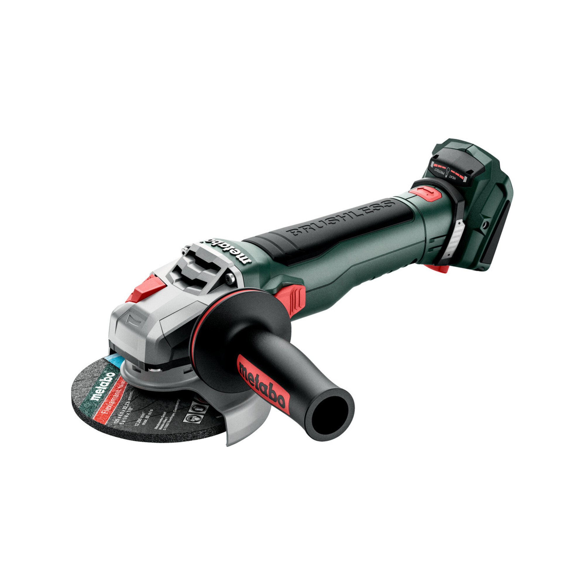 Metabo Akku-Winkelschleifer WB 18 LT BL 11-125 Quick mit Bremse, Schnellspannmutter, drehbarem Akkupack; metaBOX 165 L