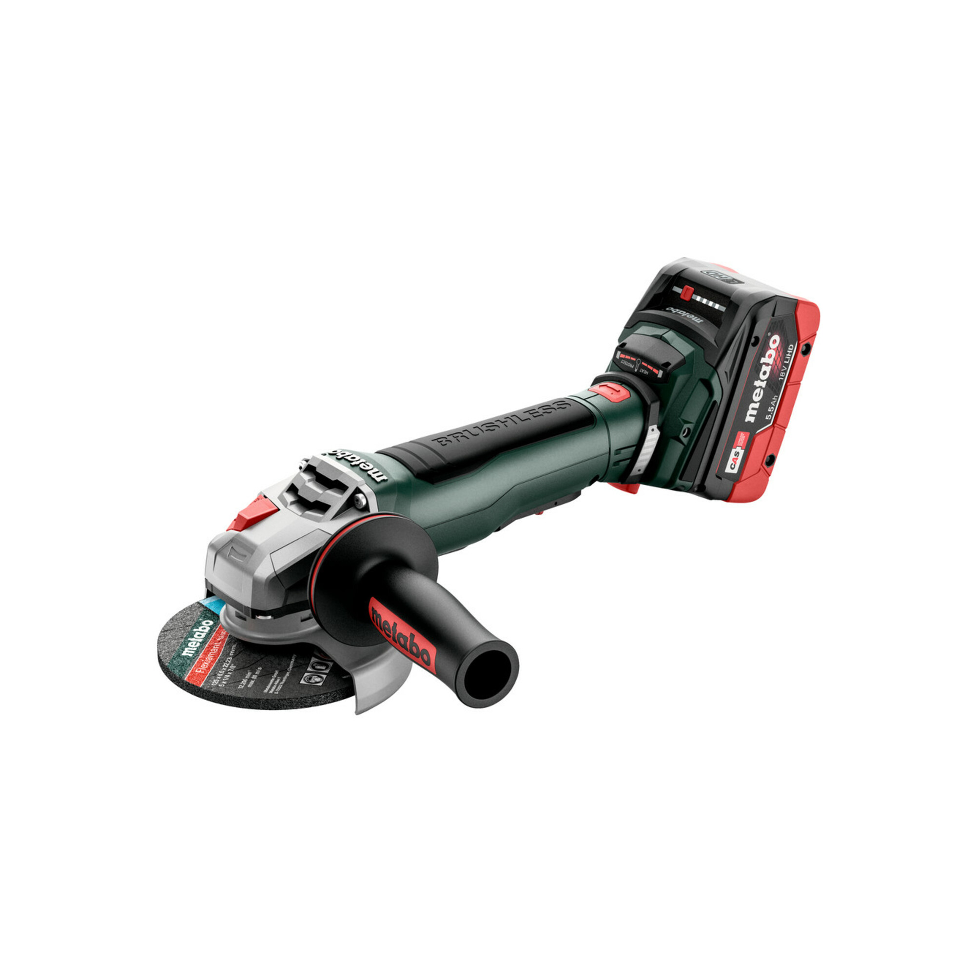 Metabo Akku-Winkelschleifer WPB 18 LT BL 11-125 Quick metaBOX 165 L; 18V 2x5.5Ah LiHD + ASC 145