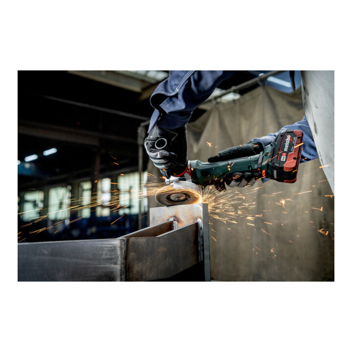 Metabo Akku-Winkelschleifer WPBA 18 LTX BL 15-125 Quick DS mit Bremse, Schnellspannmutter, drehbarem Akkupack, Totmannschalter; metaBOX 165 L
