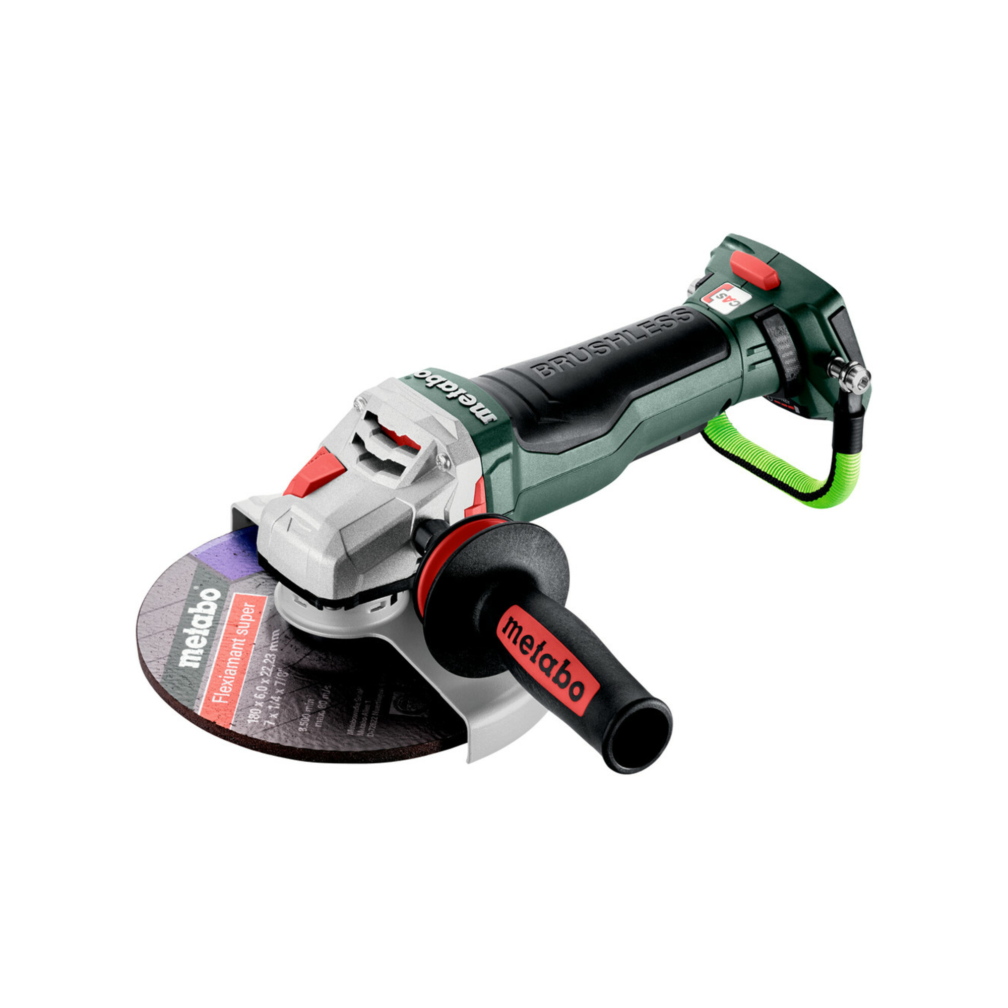 Metabo Akku-Winkelschleifer WPBA 18 LTX BL 15-180 Quick DS mit Bremse, Schnellspannmutter, drehbarem Akkupack, Totmannschalter; metaBOX 165 L
