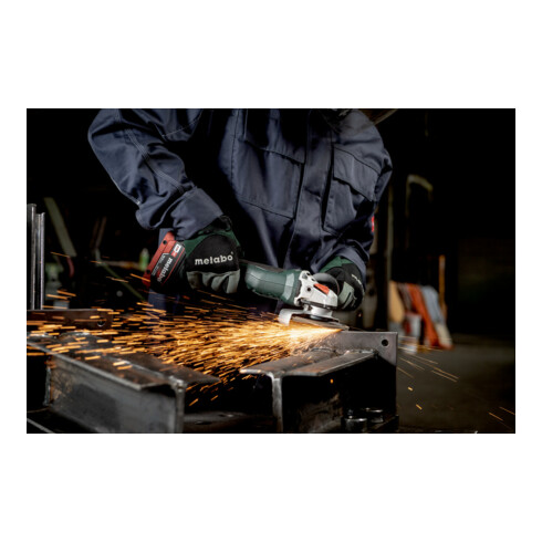 Metabo Akku-Winkelschleifer WVB 18 LT BL 11-115 Quick mit Bremse, Drehzahlregelung, Schnellspannmutter, drehbarem Akkupack; metaBOX 165 L