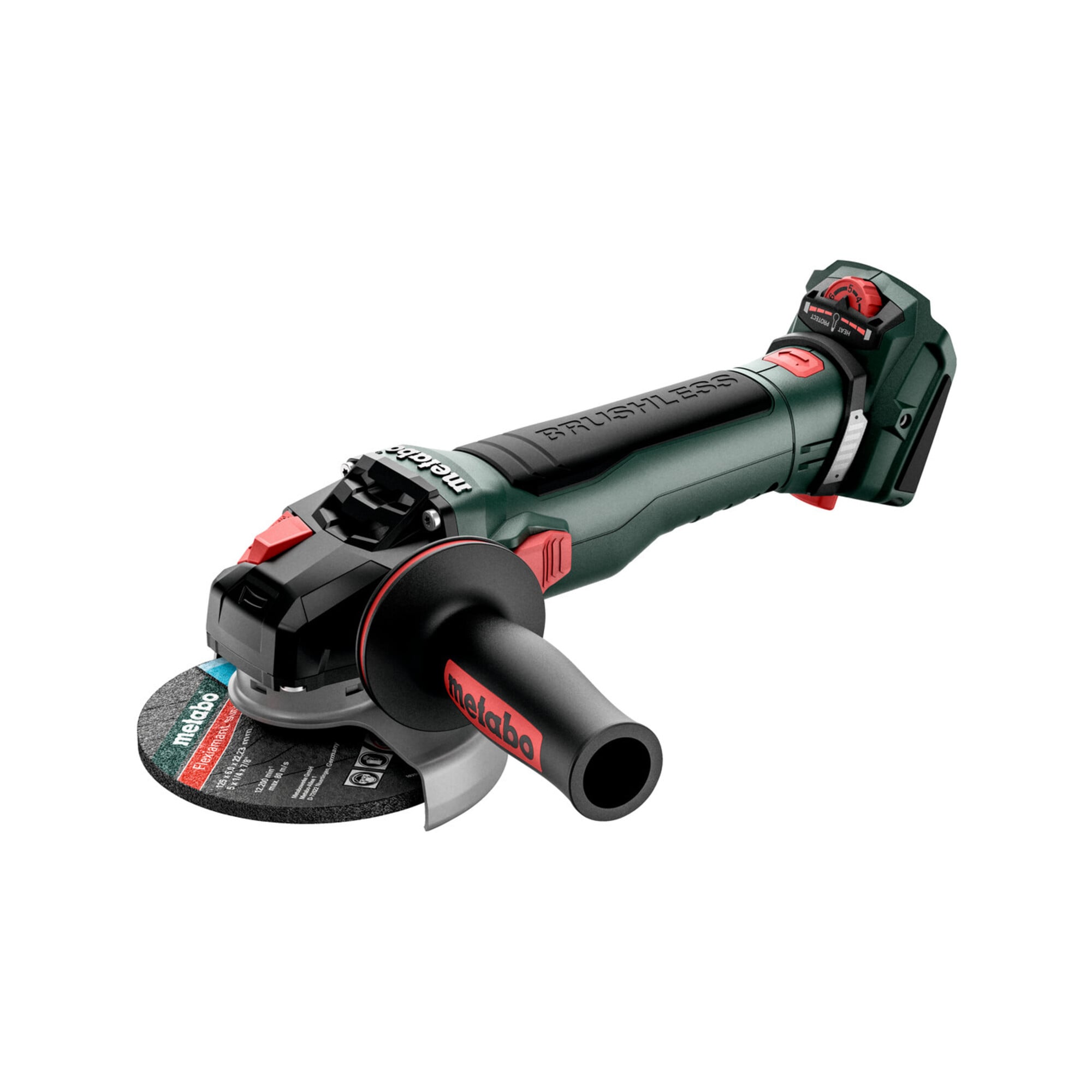 Metabo Akku-Winkelschleifer WVB 18 LT BL 11-125 Quick Inox mit Bremse, Drehzahlregelung, Schnellspannmutter, drehbarem Akkupack; Karton