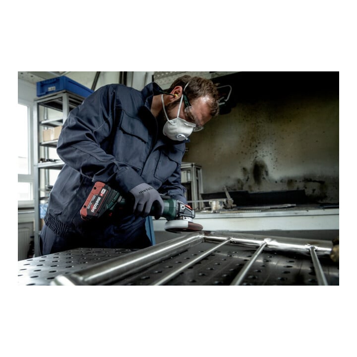 Metabo Akku-Winkelschleifer WVB 18 LT BL 11-125 Quick Inox mit Bremse, Drehzahlregelung, Schnellspannmutter, drehbarem Akkupack; Karton