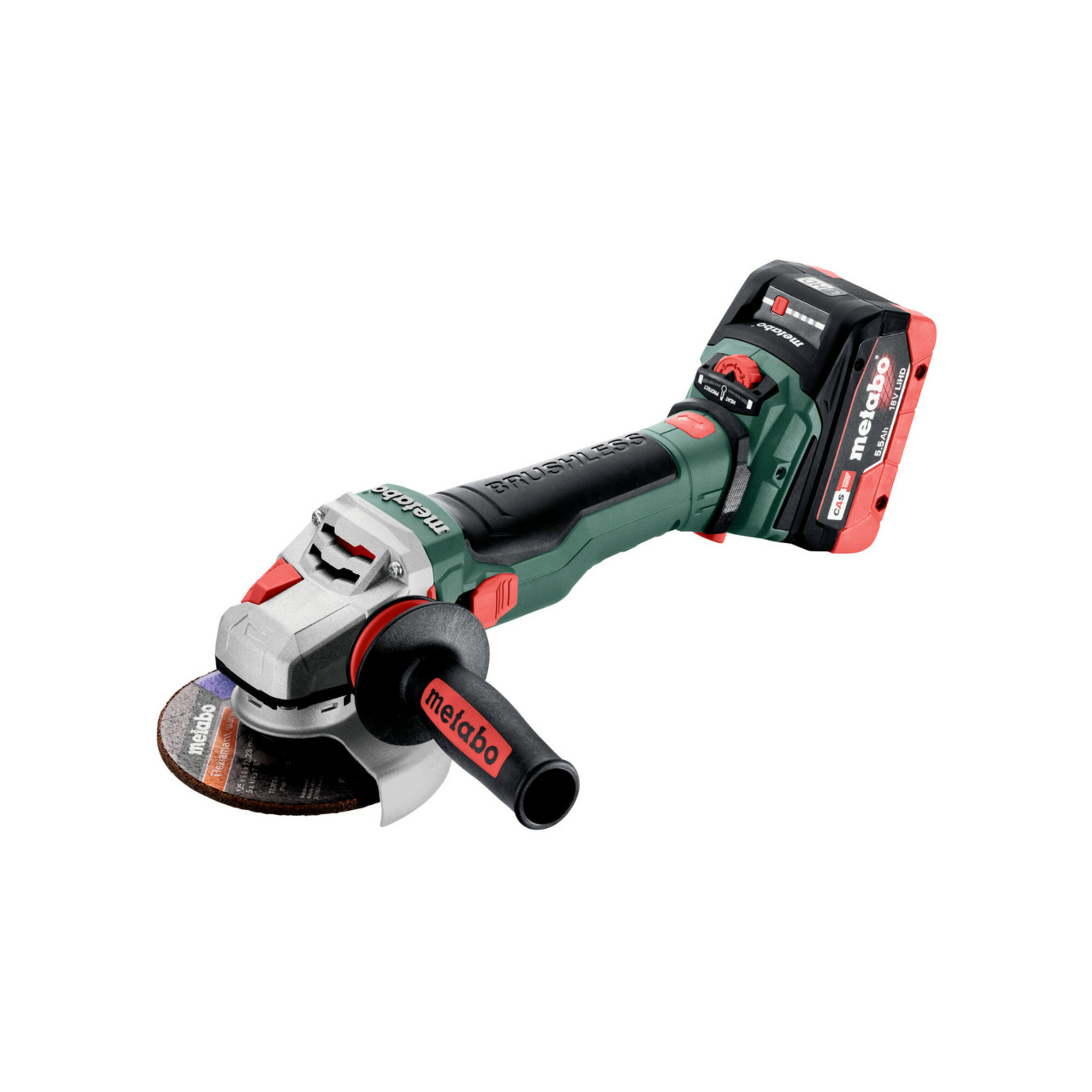 Metabo Akku-Winkelschleifer WVB 18 LTX BL 15-125 Quick metaBOX 165 L; 18V 2x5.5Ah LiHD + ASC 145