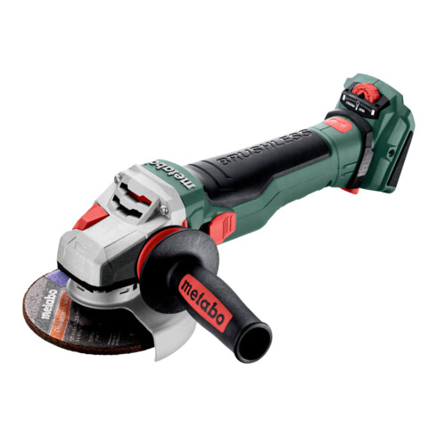 Metabo Akku-Winkelschleifer WVB 18 LTX BL 15-125 Quick mit Bremse, Drehzahlregelung, Schnellspannmutter, drehbarem Akkupack; Karton
