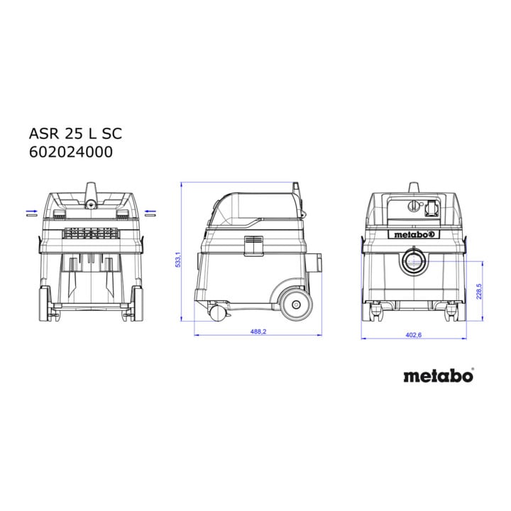 Metabo Allessauger ASR 25 L SC mit elektromagnetischer Abrüttlung; Karton