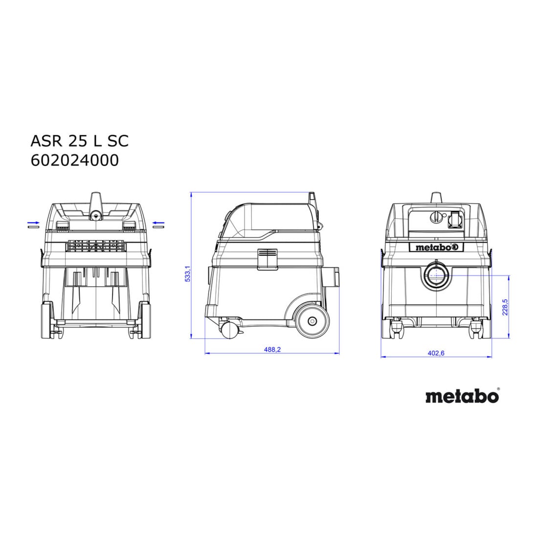 Metabo Allessauger ASR 25 L SC mit elektromagnetischer Abrüttlung; Karton