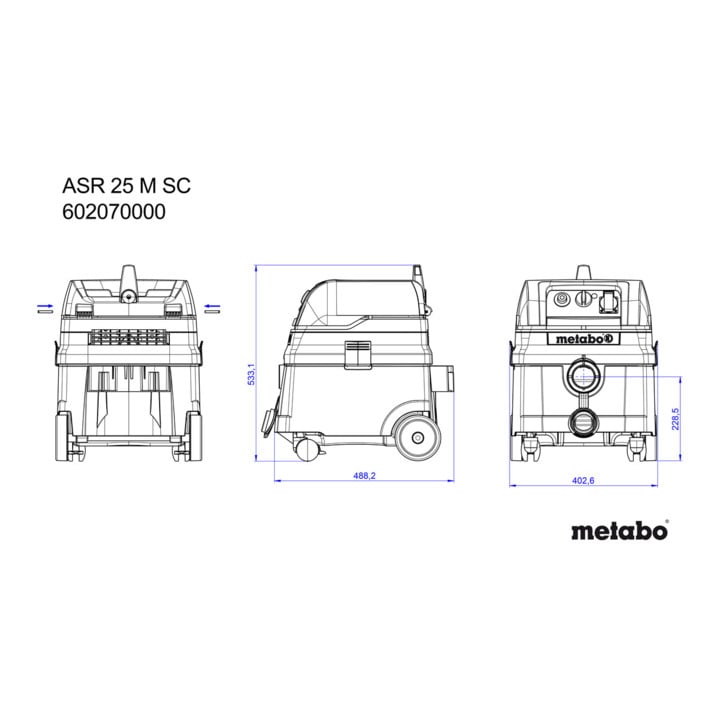 Metabo Allessauger ASR 25 M SC mit elektromagnetischer Abrüttlung; Karton