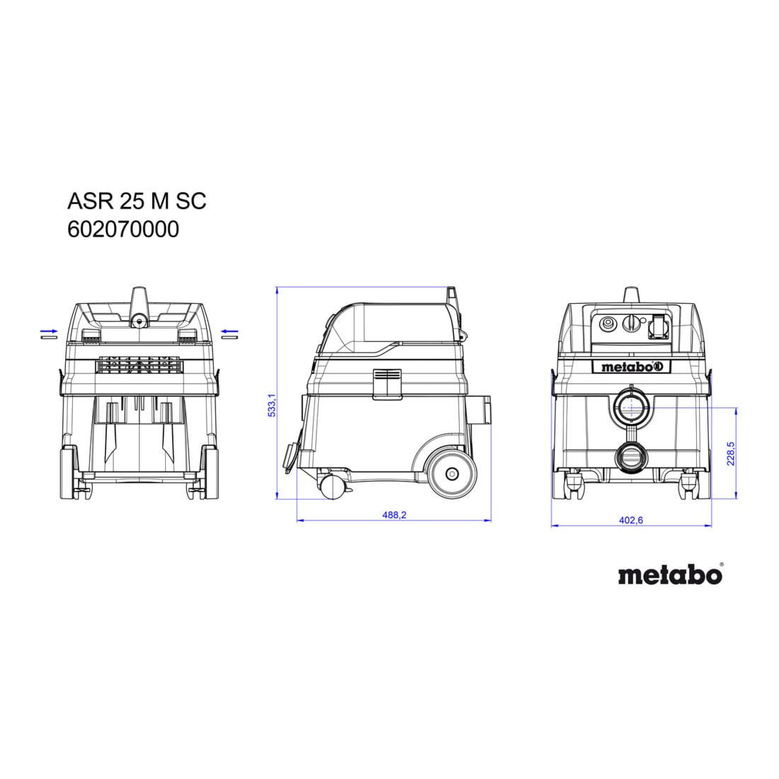 Metabo Allessauger ASR 25 M SC mit elektromagnetischer Abrüttlung; Karton