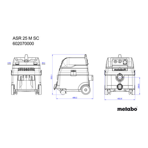 Metabo Allessauger ASR 25 M SC mit elektromagnetischer Abrüttlung; Karton