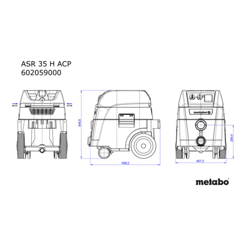 Metabo Allessauger ASR 35 H ACP mit elektromagnetischer Abrüttlung und Druckdifferenzmessung; Karton