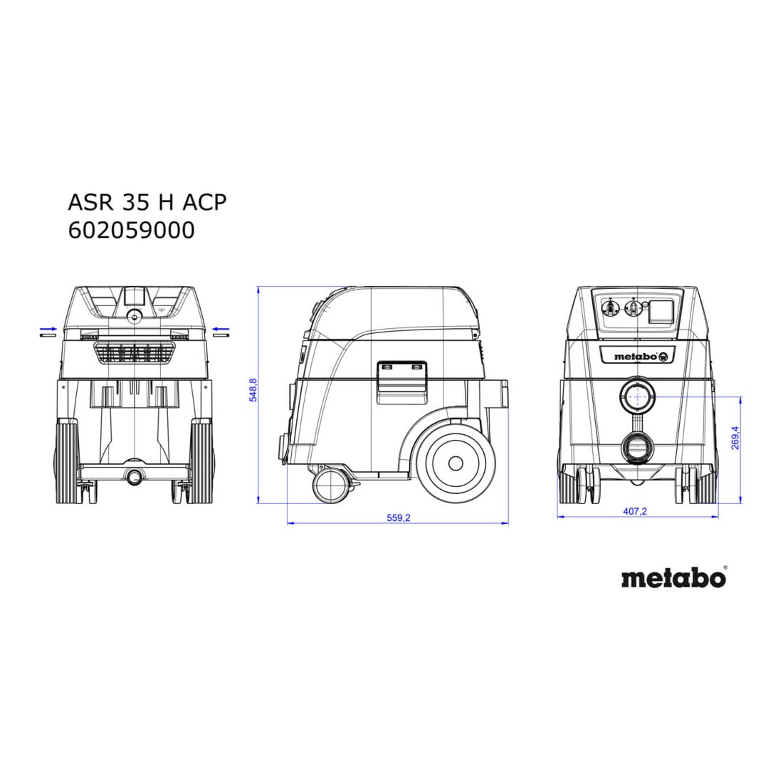 Metabo Allessauger ASR 35 H ACP mit elektromagnetischer Abrüttlung und Druckdifferenzmessung; Karton