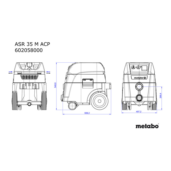 Metabo Allessauger ASR 35 M ACP mit elektromagnetischer Abrüttlung und Einschaltautomatik mit Druckdifferenzmessung; Karton
