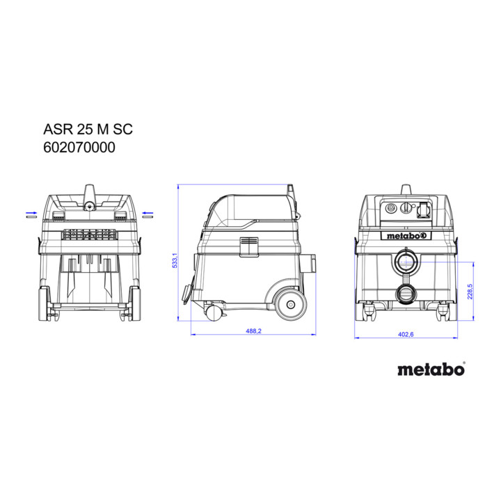 Metabo alleszuiger ASR 25 M SC met elektromagnetische shaker; karton