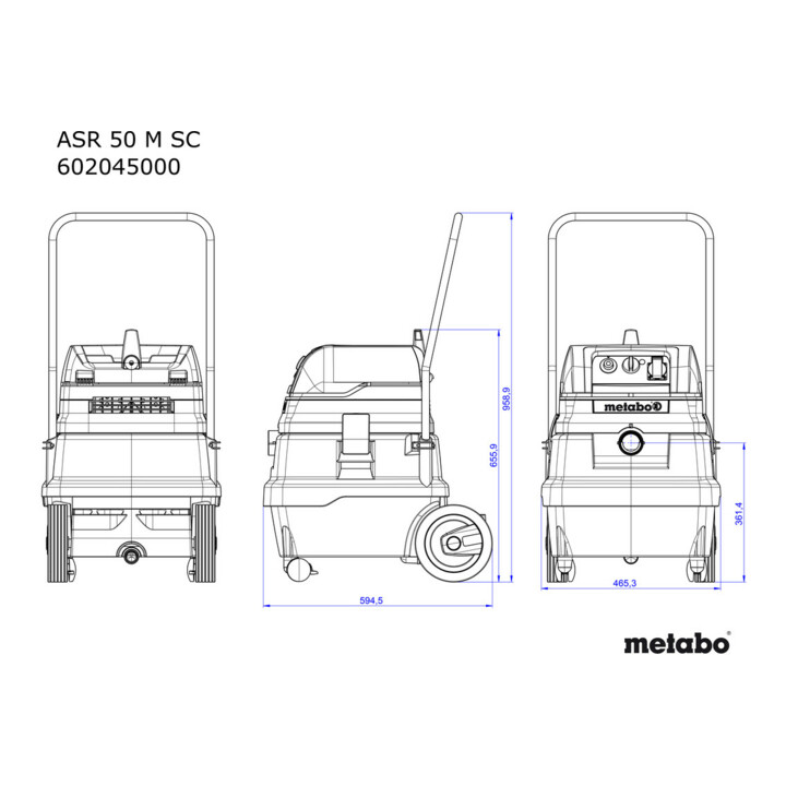 Metabo alleszuiger ASR 50 M SC met elektromagnetische shaker; karton