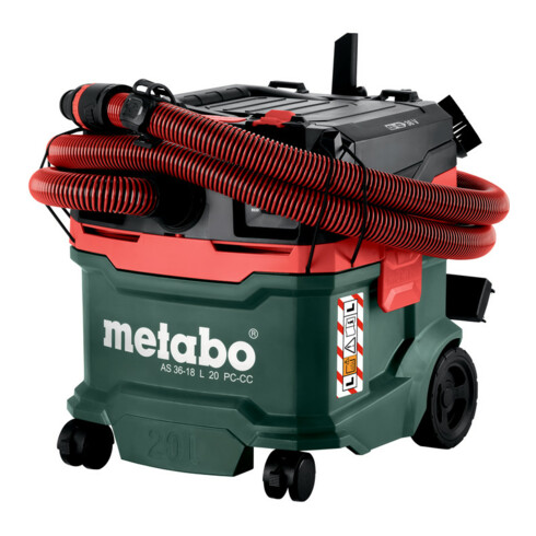 Metabo Aspirateur sans fil eau et poussière AS 36-18 L 20 PC-CC (602072850) avec nettoyage manuel du filtre et CordlessControl