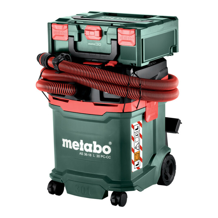 Metabo Aspirateur sans fil eau et poussière AS 36-18 L 30 PC-CC (602073850) avec nettoyage manuel du filtre et CordlessControl