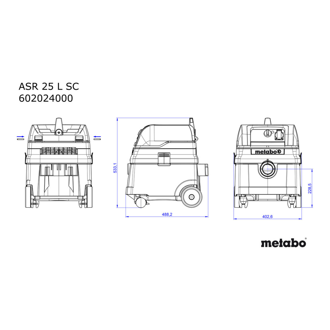 Metabo Aspiratore multiuso ASR 25 L SC con agitatore elettromagnetico, cartone