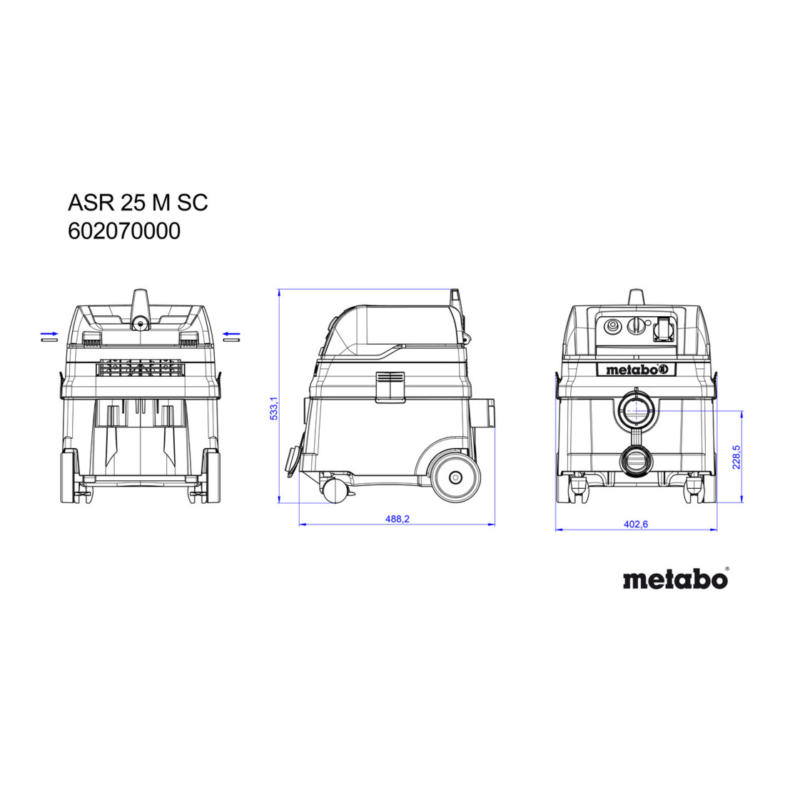 Metabo Aspiratore multiuso ASR 25 M SC con agitatore elettromagnetico, cartone