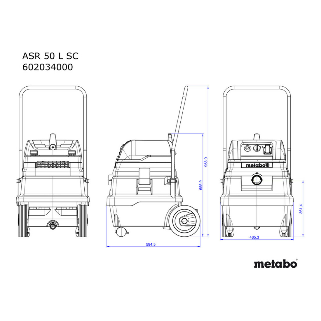 Metabo Aspiratore multiuso ASR 50 L SC con agitatore elettromagnetico, cartone