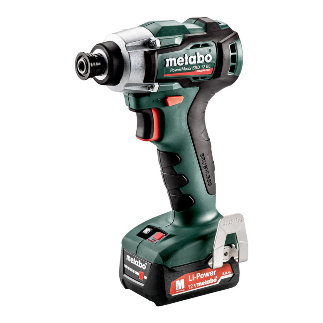 Metabo Avvitatore a percussione a batteria PowerMaxx SSD 12 BLX 118, 12 V 2xbatterie agli ioni di litio da 2 Ah + SC 30