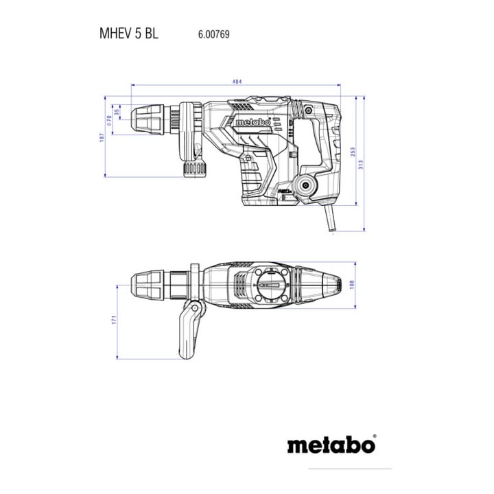 Metabo beitelhamer MHEV 5 BL plastic koffer