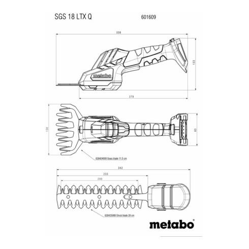 Metabo Cesoie per arbusti ed erba a batteria SGS 18 LTX Q cartone