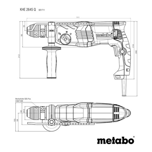 Metabo Combihamer KHE 2645 Q (601711500) Kunststof koffer