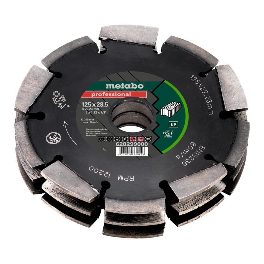 Metabo Diamantfrässcheibe 3, 125x28,5x22,23mm, "professional", "UP", Universal