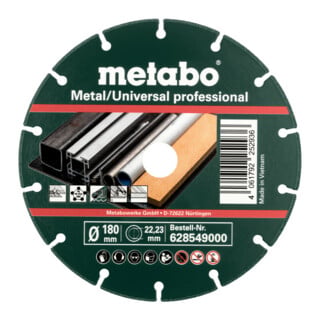 Metabo Diamanttrennscheibe 180x1,6x22,23mm, "MUP", Metall/Universal "professional" (628549000)