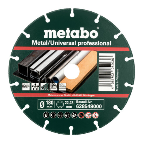 Metabo Diamanttrennscheibe 180x1,6x22,23mm, "MUP", Metall/Universal "professional" (628549000)