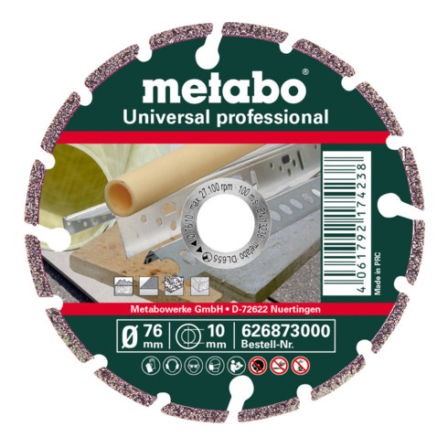 Metabo Diamanttrennscheibe, 76x10,0mm, "UP", Universal "professional"