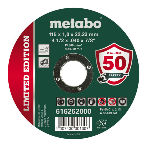 Metabo Disco da taglio Limited Edition Inox versione diritta 1mm