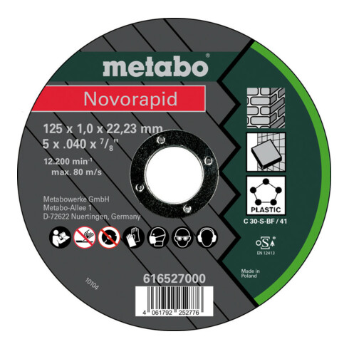 Metabo Disco da taglio Novorapid 125x1,0x22,2 Universal, versione diritta