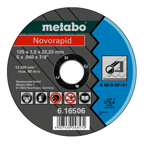 Metabo Disco da taglio Novorapid acciaio, forma 41