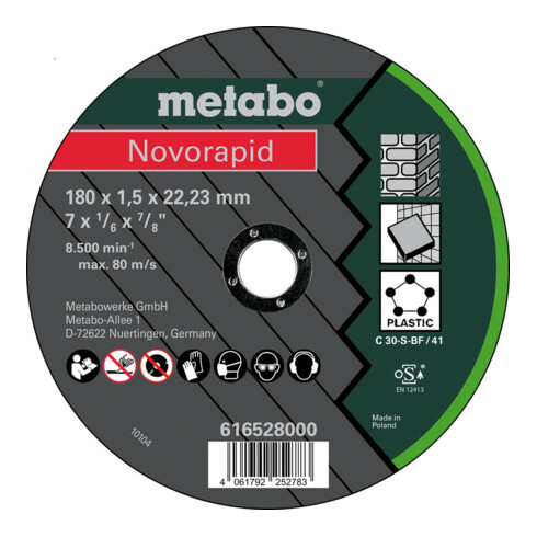 Metabo Disco da taglio Novorapid 180x1,5x22,2 Universal, versione diritta