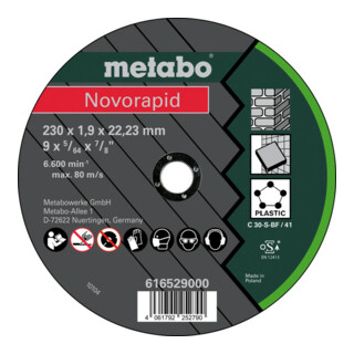 Metabo doorslijpschijf Novorapid 115x1,0x22,2 universeel