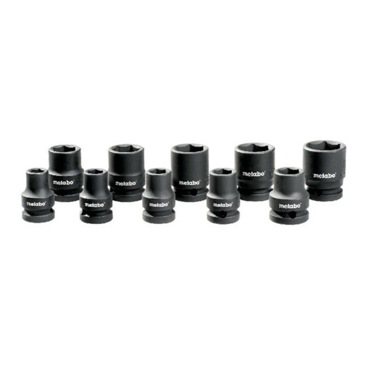 Metabo dopsleutelset 10 delig voor slagmoersleutels en ratelschroevendraaiers 1/2".