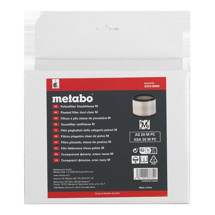 Metabo Faltenfilter Staubklasse M